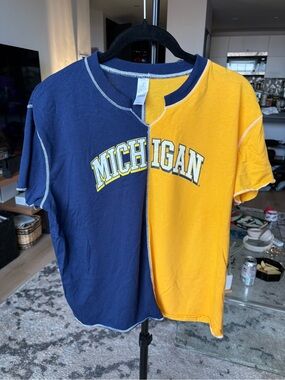 Michigan Split-Color Short Sleeve Tee - Blue & Maize